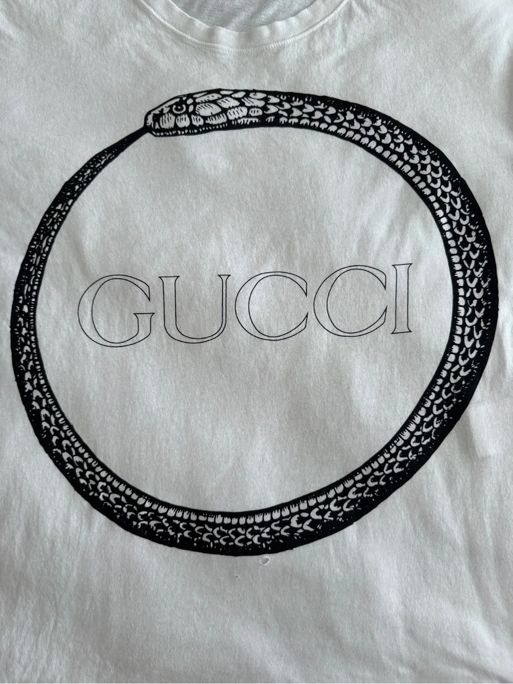 Gucci White Snake Cotton Crew Neck Short Sleeve Men's T-Shirt Size XL